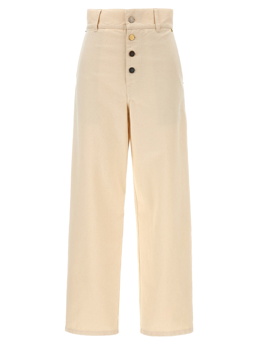 Beige Cotton Casual Pants