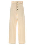 Beige Cotton Casual Pants