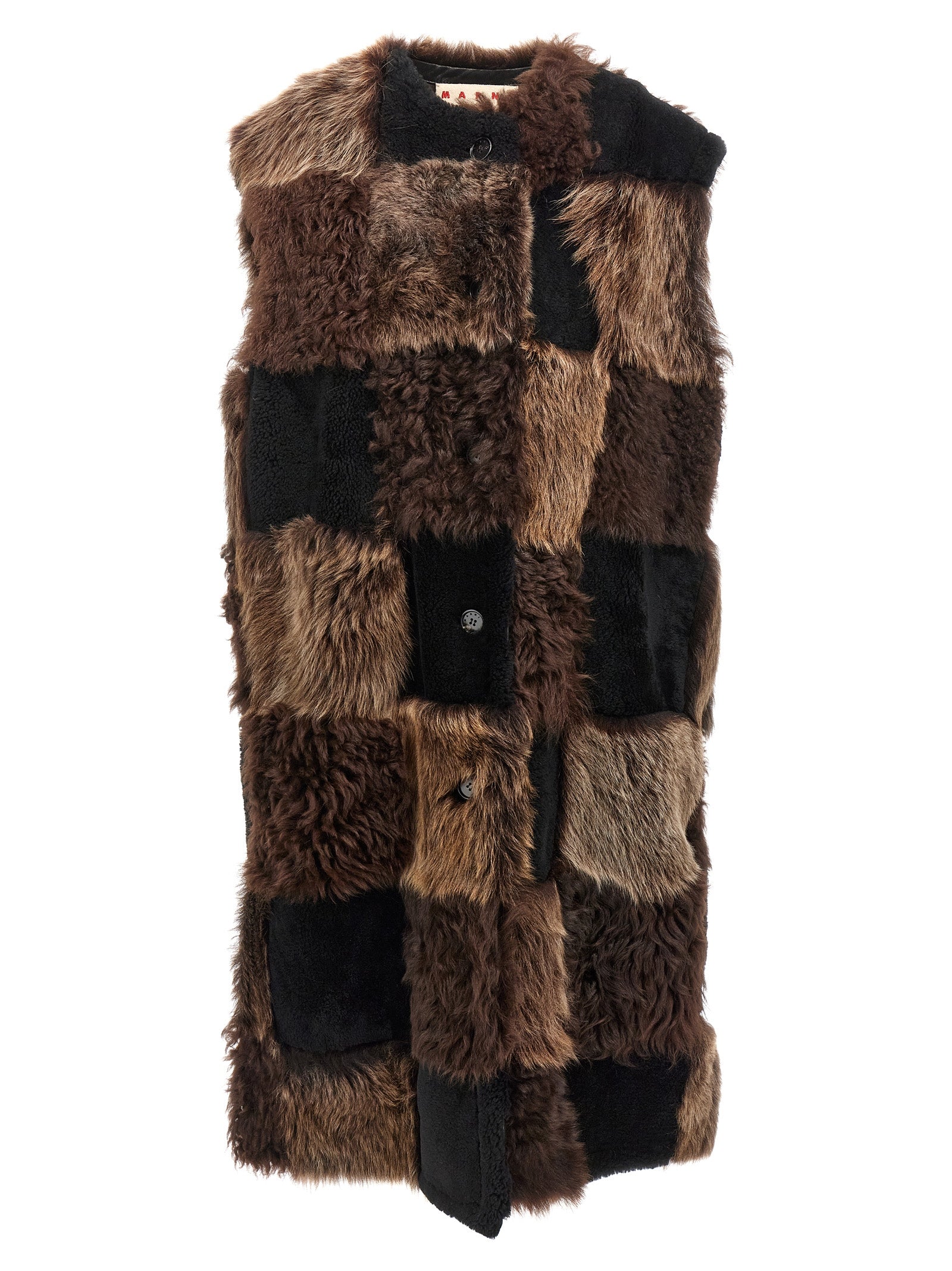 Brown Lamb Fur Sleeveless Jacket