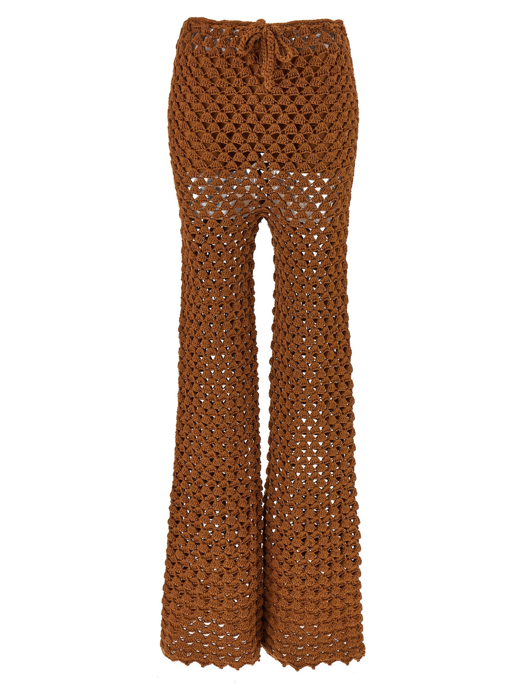 Brown Cotton Flared Pants