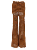 Brown Cotton Flared Pants