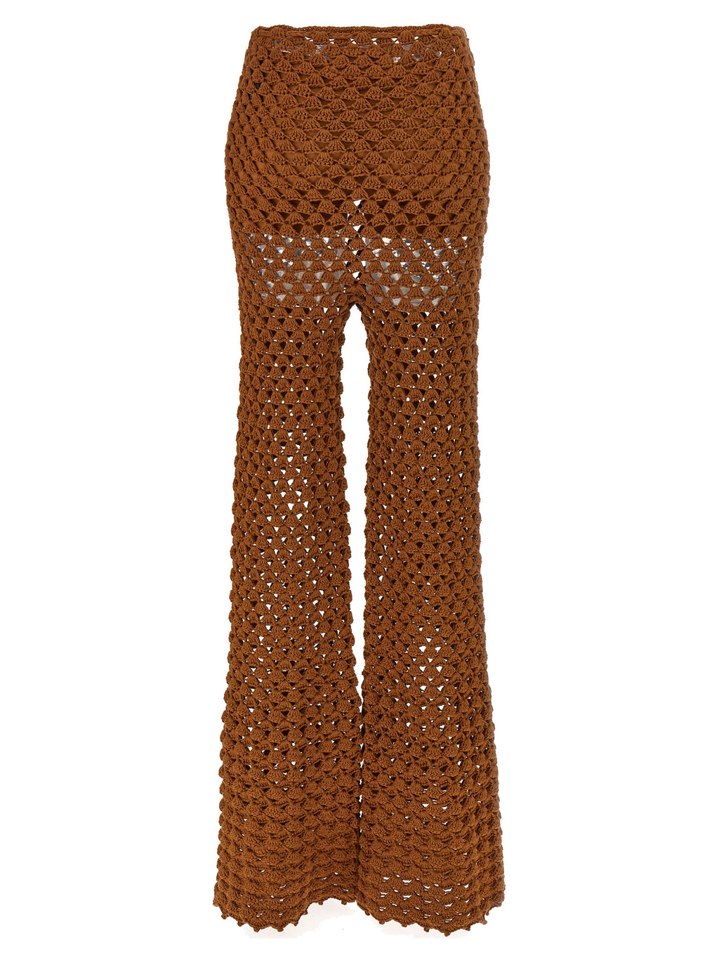 Brown Cotton Flared Pants