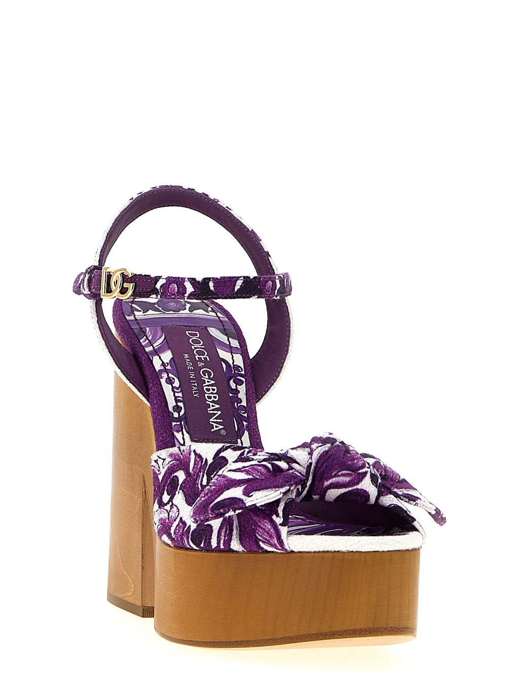 Purple Cotton Stiletto Heel Sandals