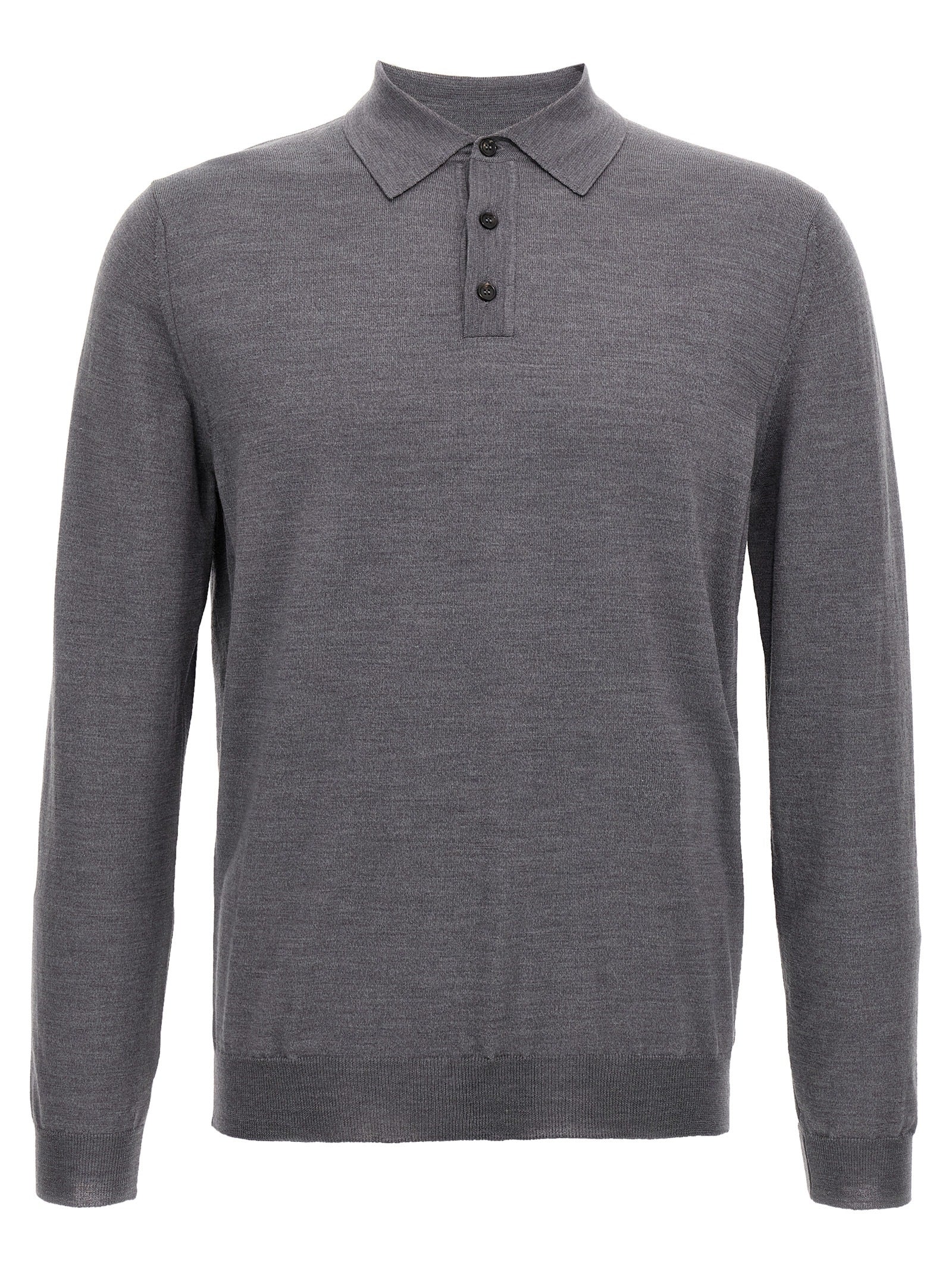 Gray Virgin Wool Polo Shirt