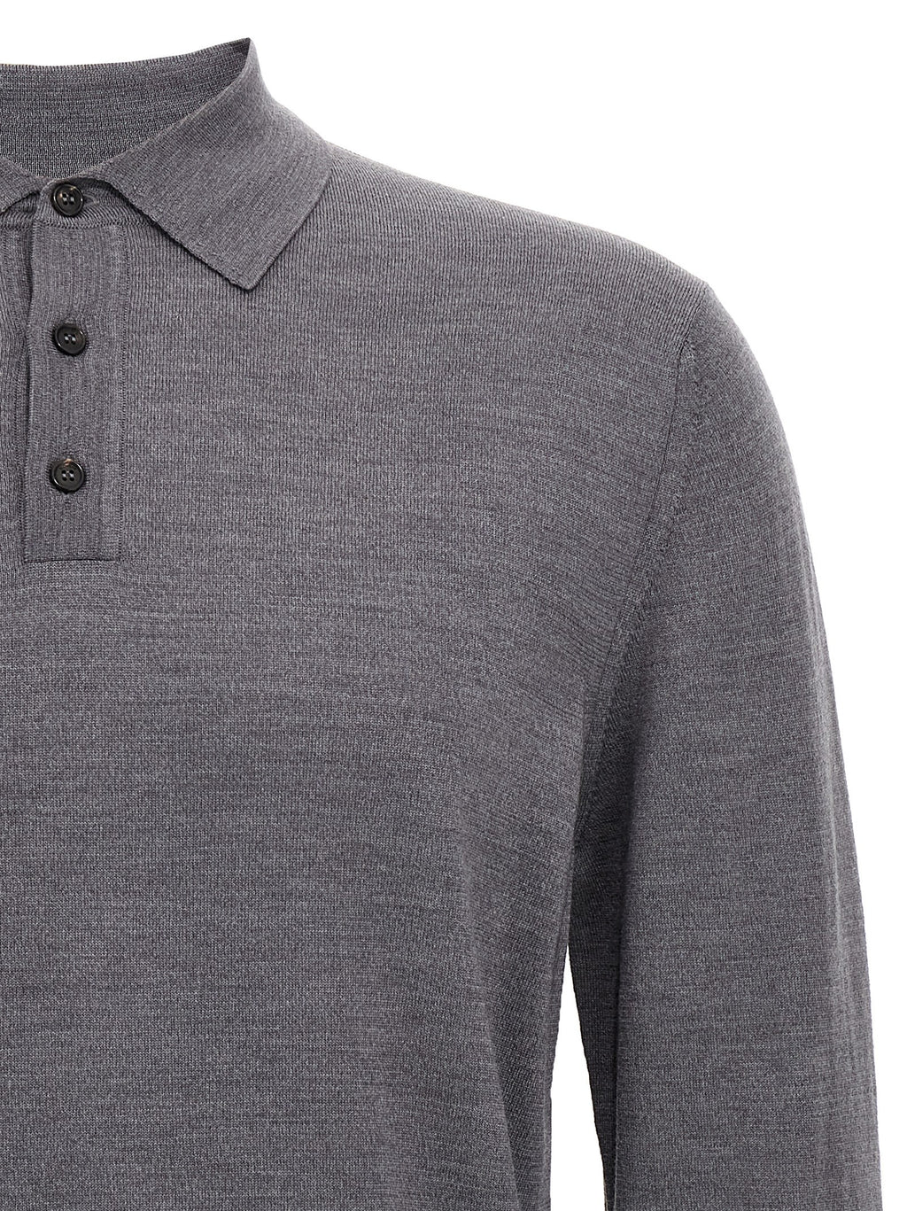 Gray Virgin Wool Polo Shirt