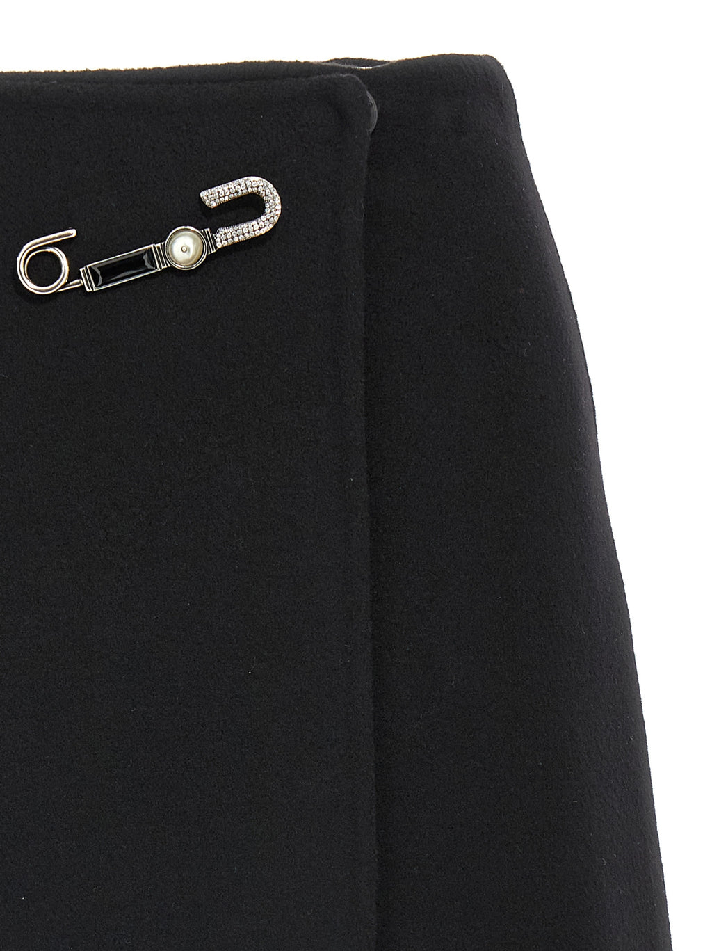 Black Virgin Wool Long Skirt