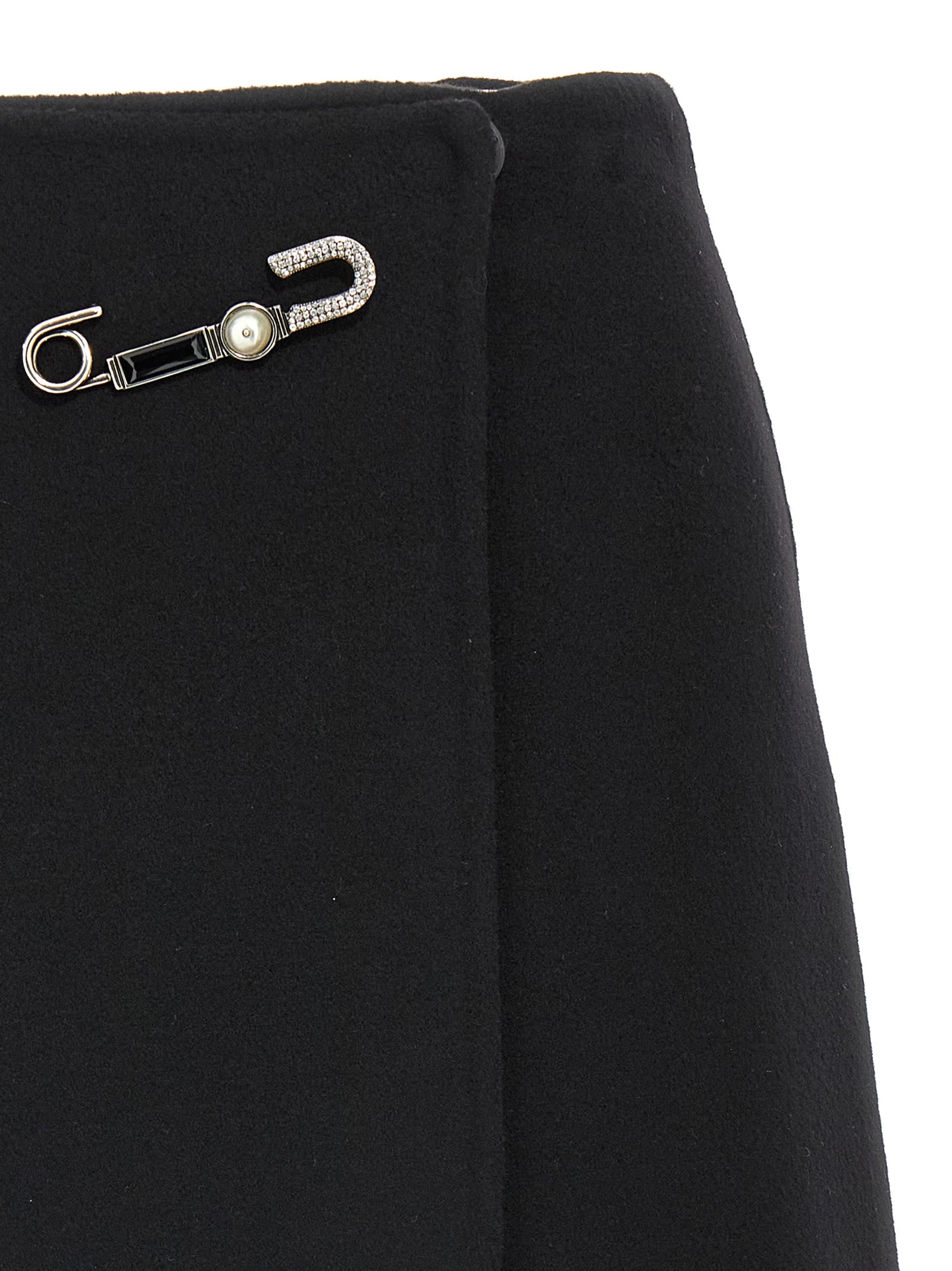 Black Virgin Wool Long Skirt