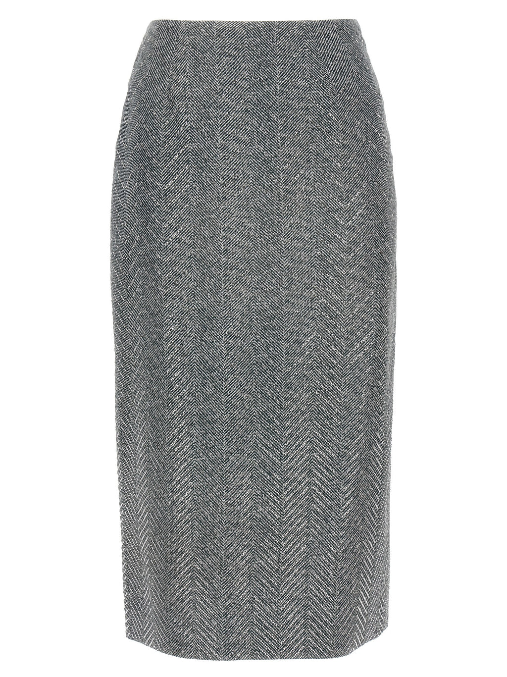 Gray Silk Midi Skirt