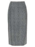 Gray Silk Midi Skirt