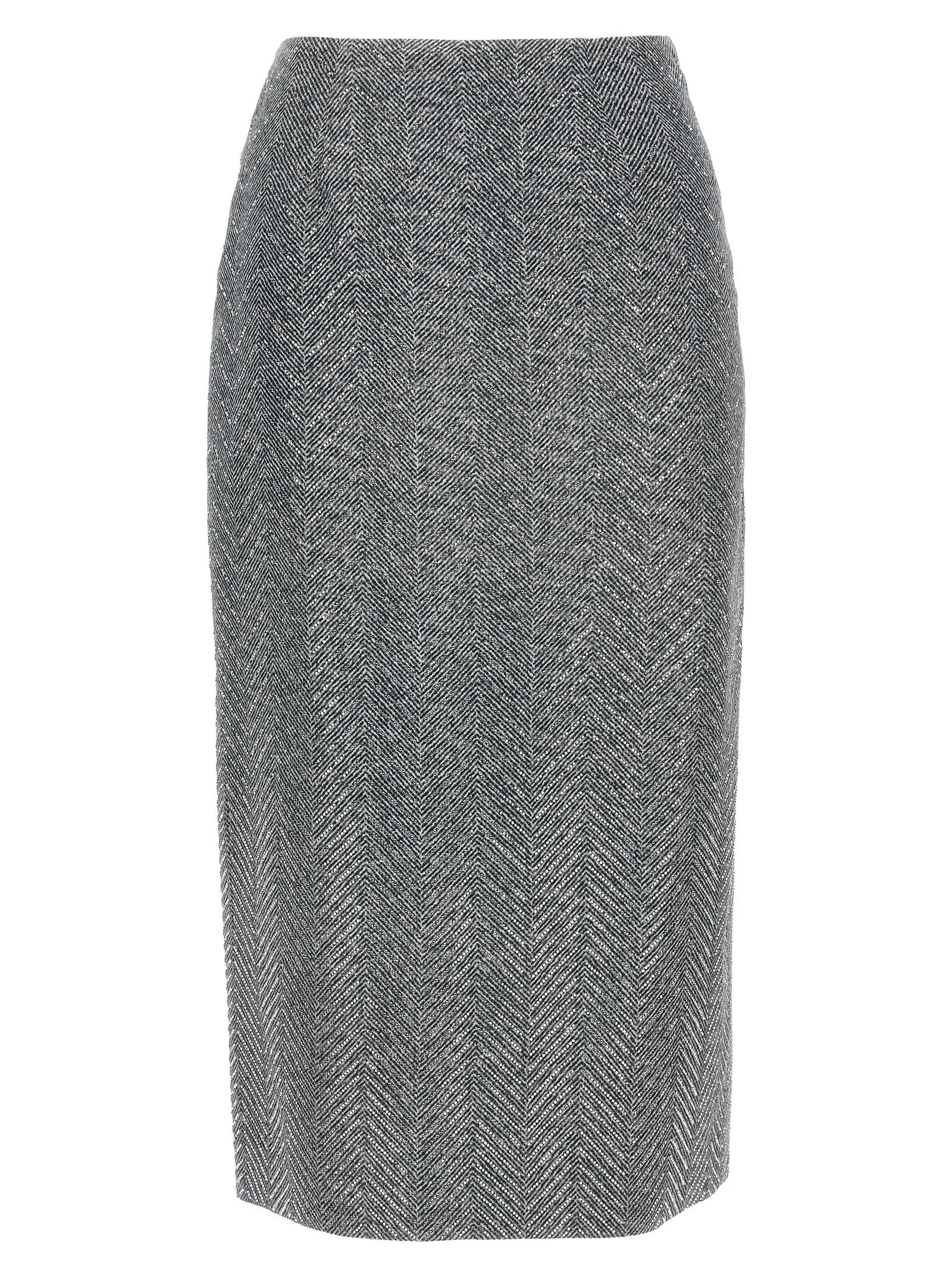 Gray Silk Midi Skirt