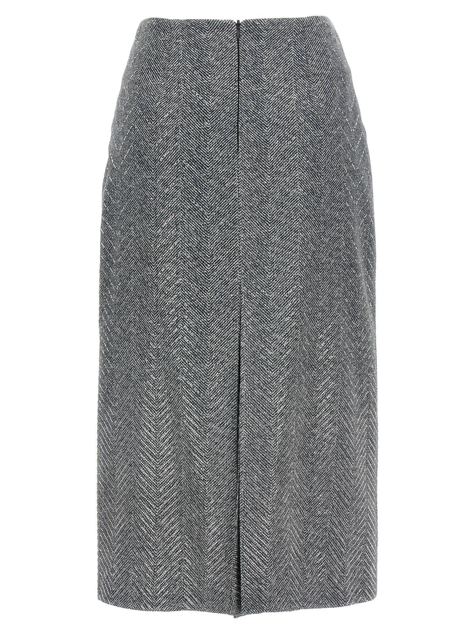 Gray Silk Midi Skirt
