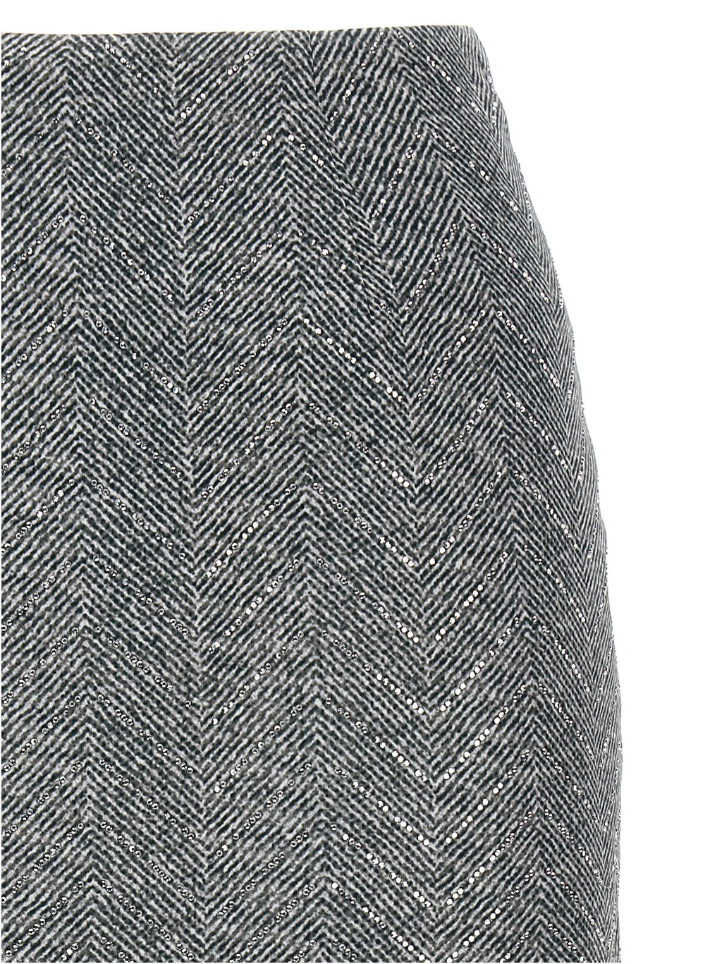 Gray Silk Midi Skirt