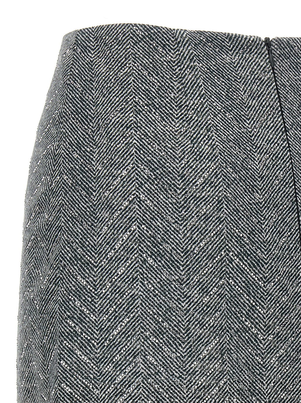 Gray Silk Midi Skirt