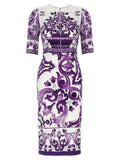 Purple Silk Midi Dress