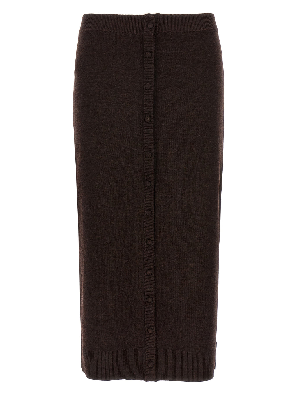 Brown Wool Midi Skirt