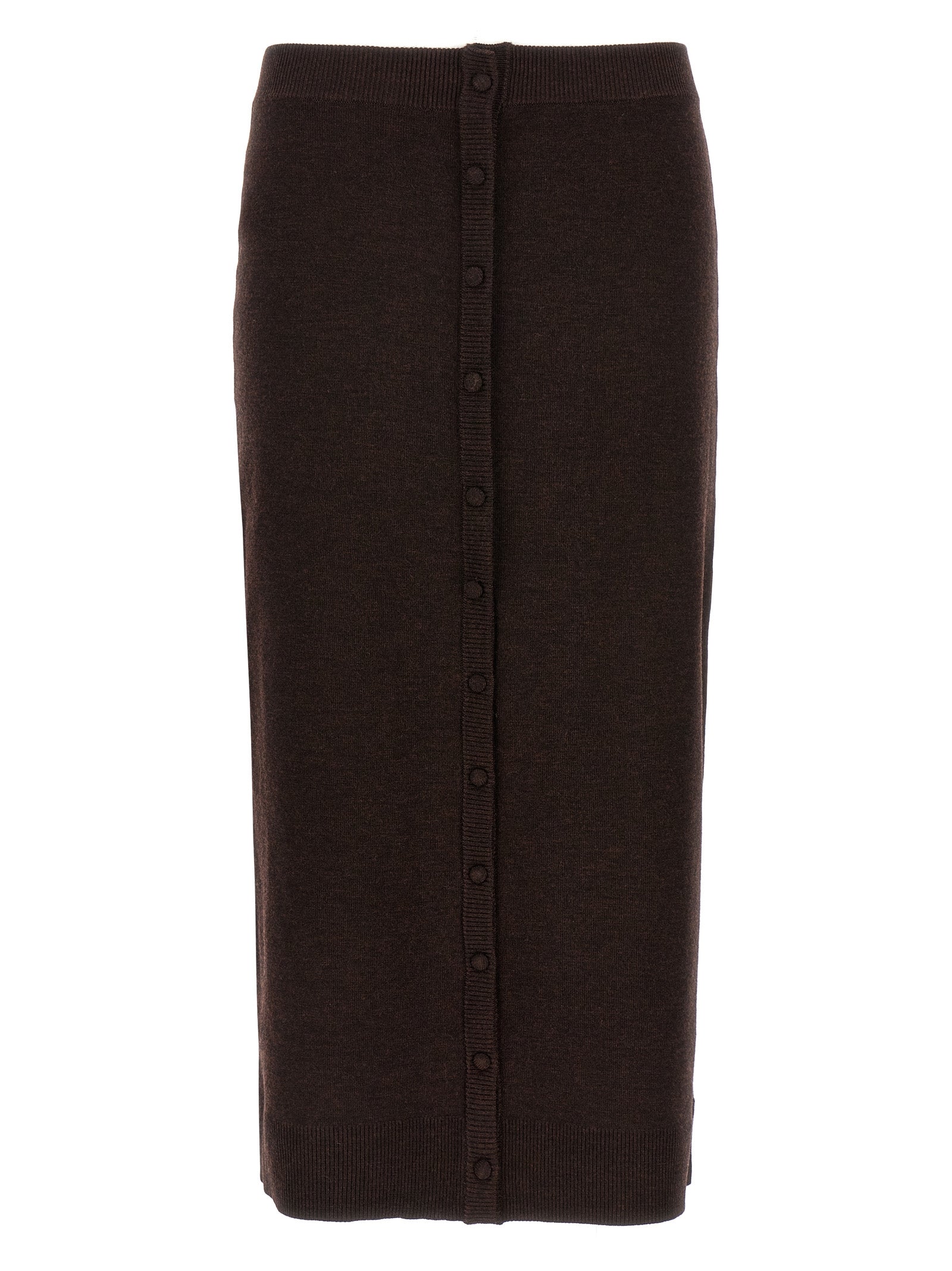 Brown Wool Midi Skirt