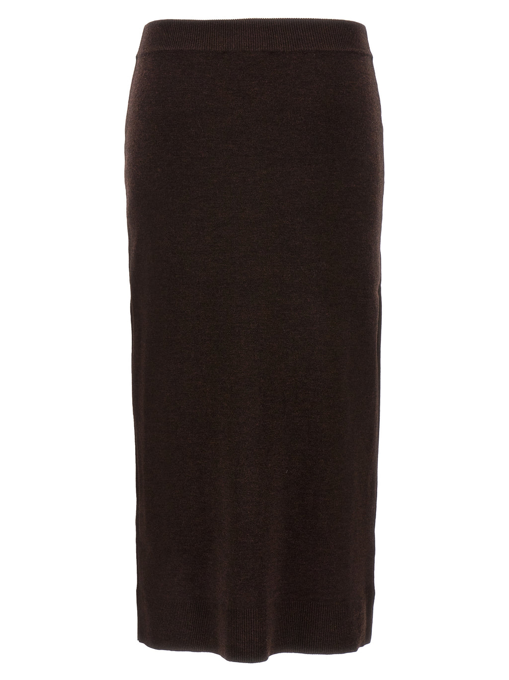 Brown Wool Midi Skirt