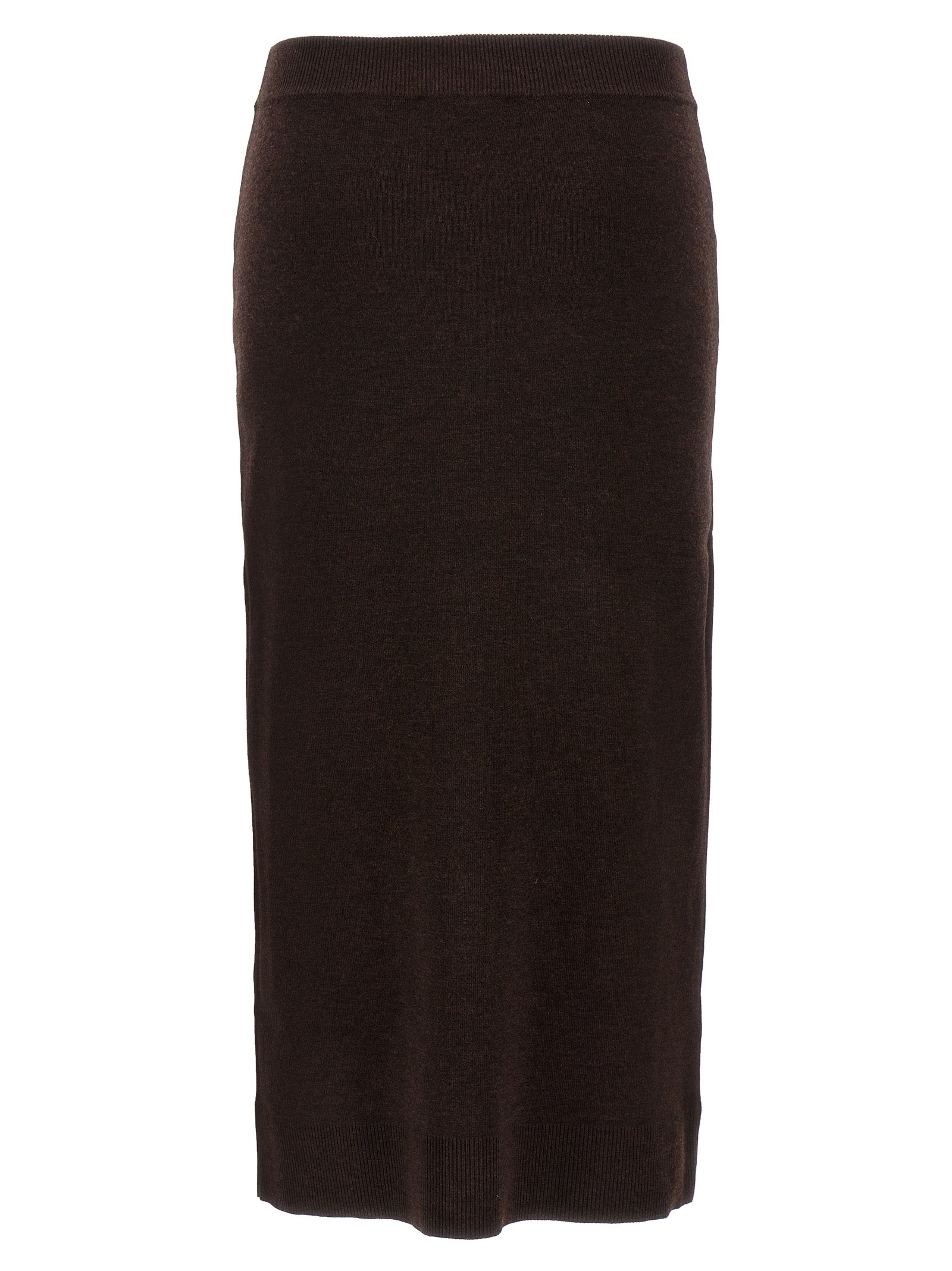 Brown Wool Midi Skirt