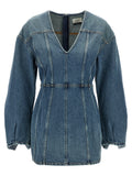 Blue Cotton Short Dress