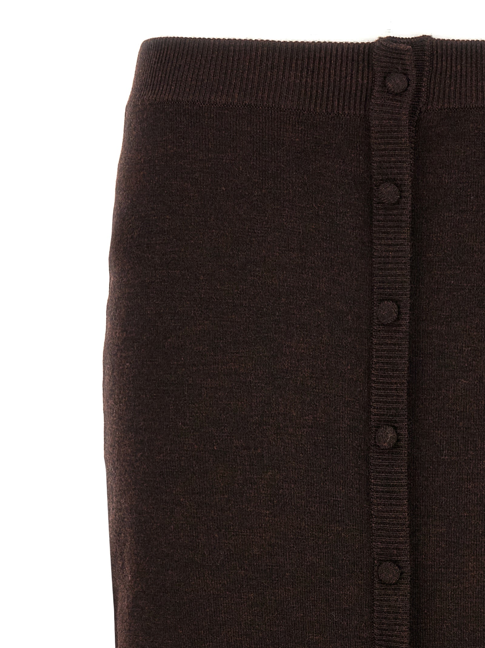 Brown Wool Midi Skirt