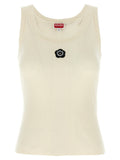 White Viscose Sleeveles T-Shirt