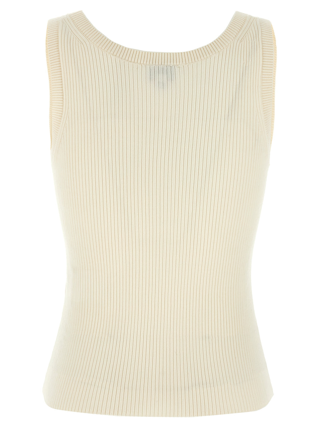 White Viscose Sleeveles T-Shirt