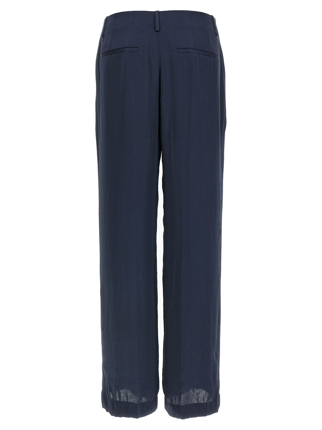 Blue Polyester Casual Pants