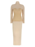 Beige Merino Wool Long Dress