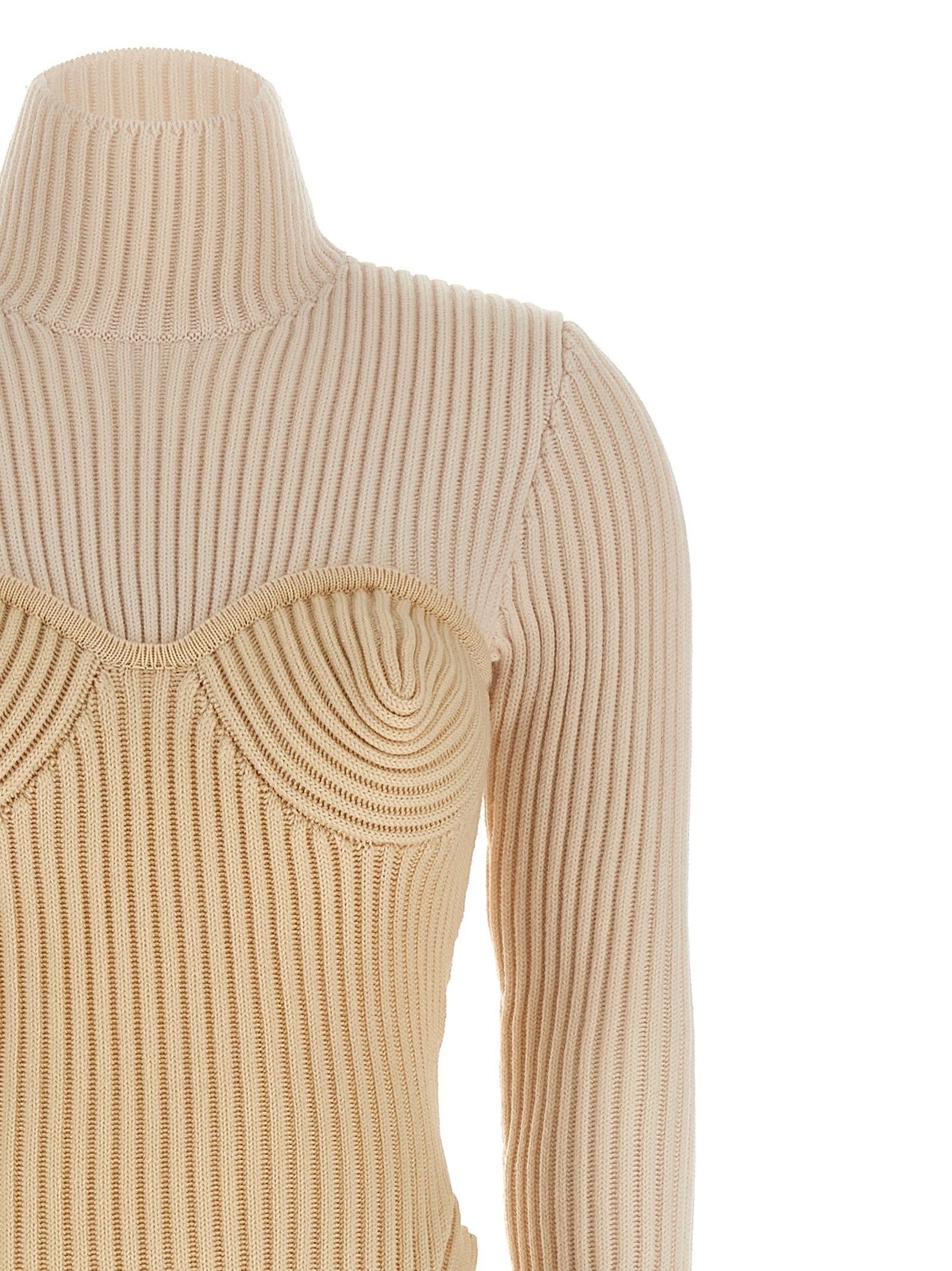 Beige Merino Wool Long Dress