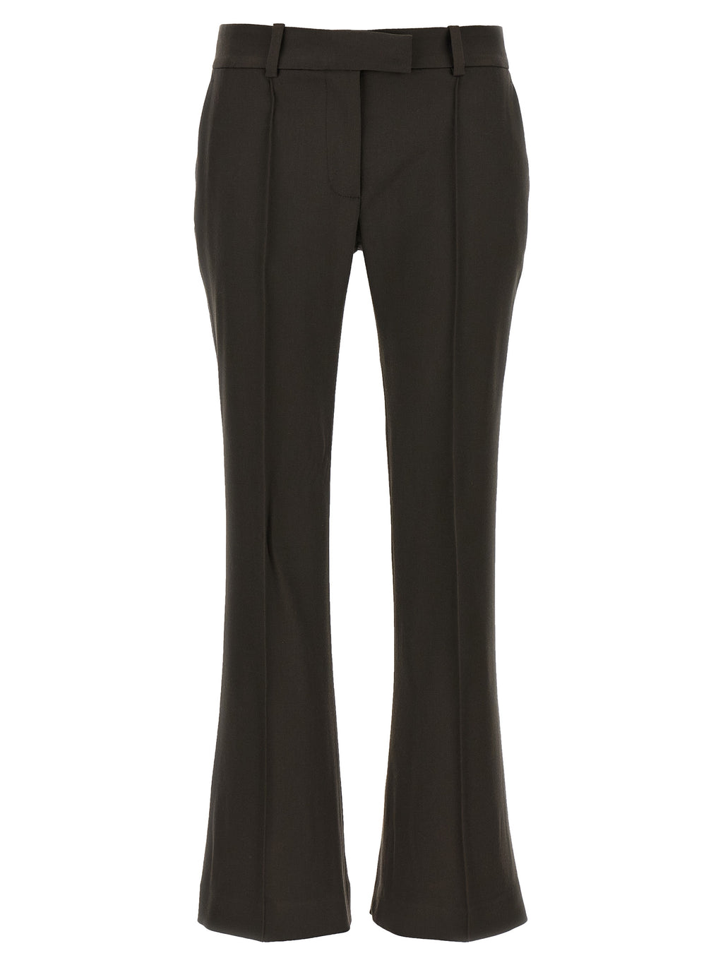 Brown Virgin Wool Flared Pants