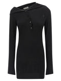 Black Virgin Wool Short Dress