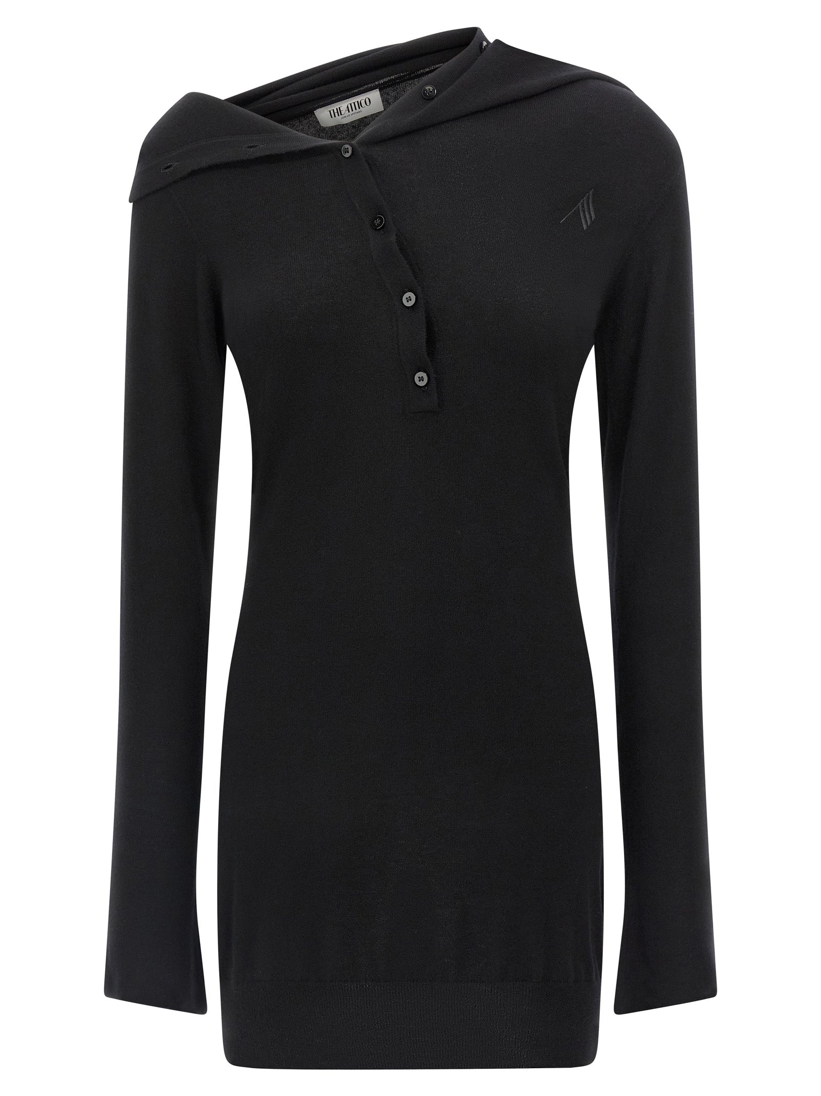 Black Virgin Wool Short Dress