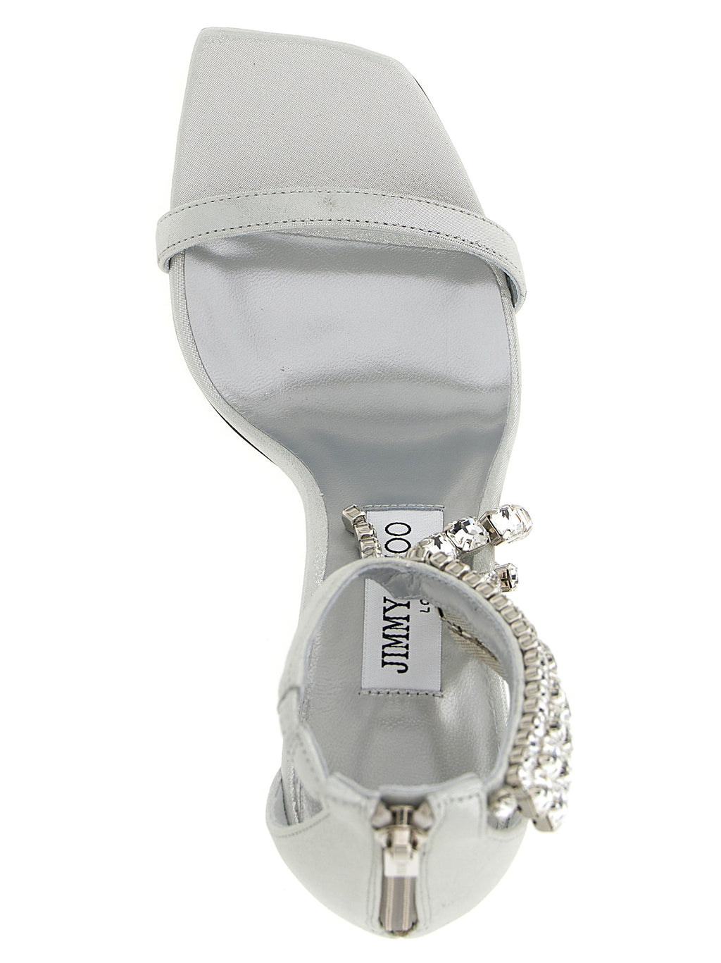 Silver Leather Stiletto Heel Sandals
