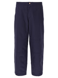 Blue Cotton Casual Pants