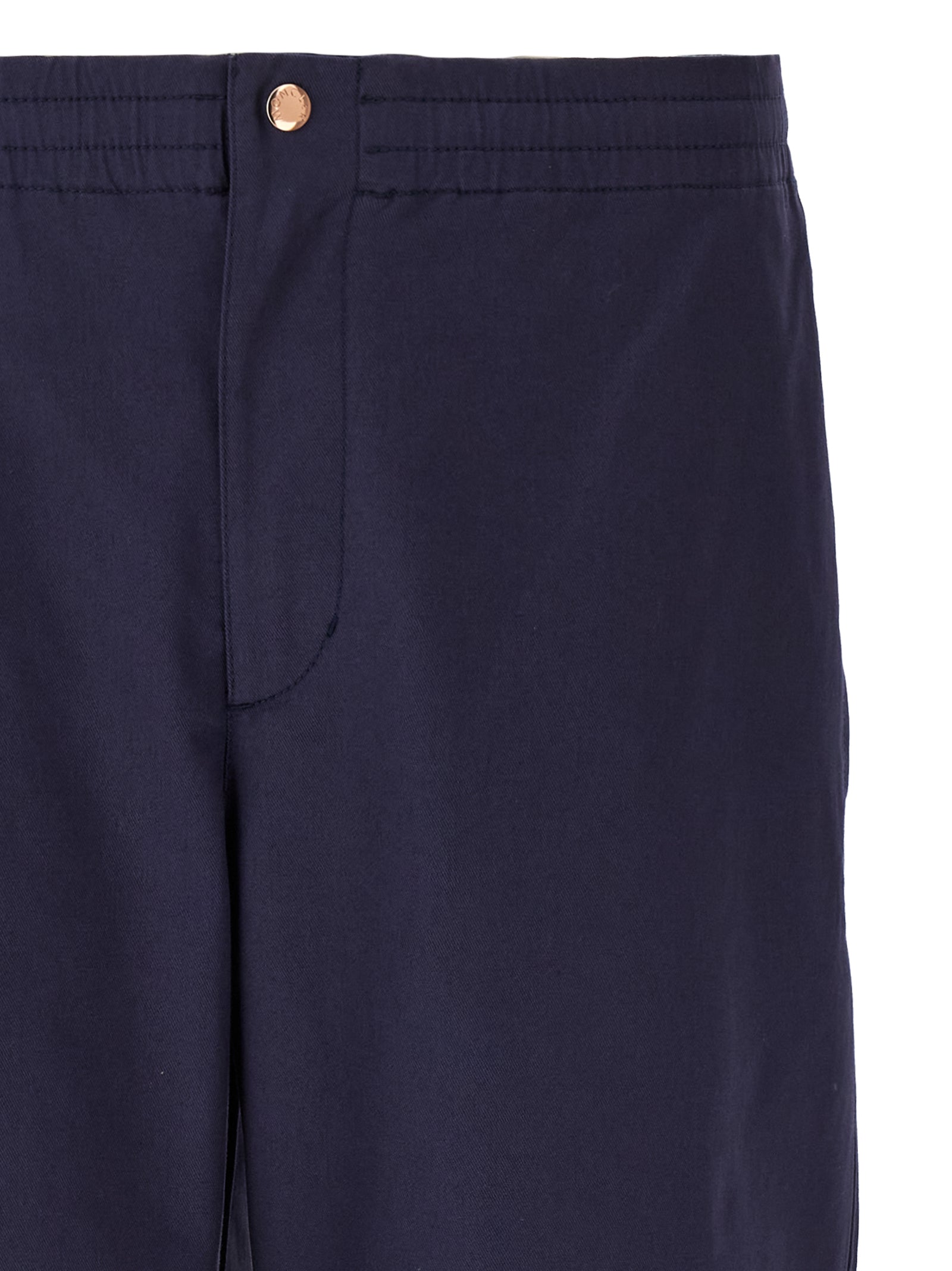 Blue Cotton Casual Pants