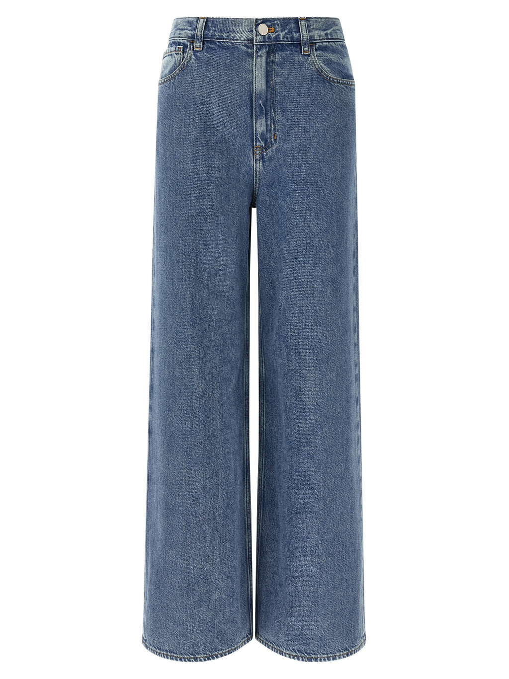 Blue Cotton High-Waisted Jean
