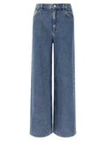 Blue Cotton High-Waisted Jean