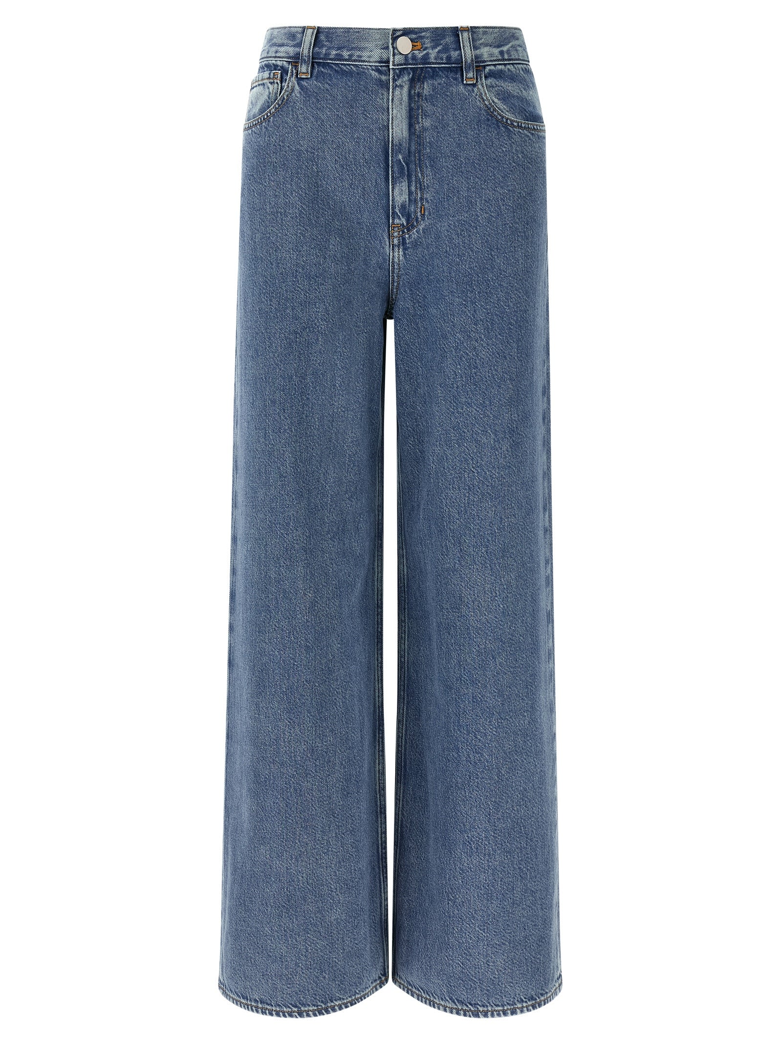 Blue Cotton High-Waisted Jean