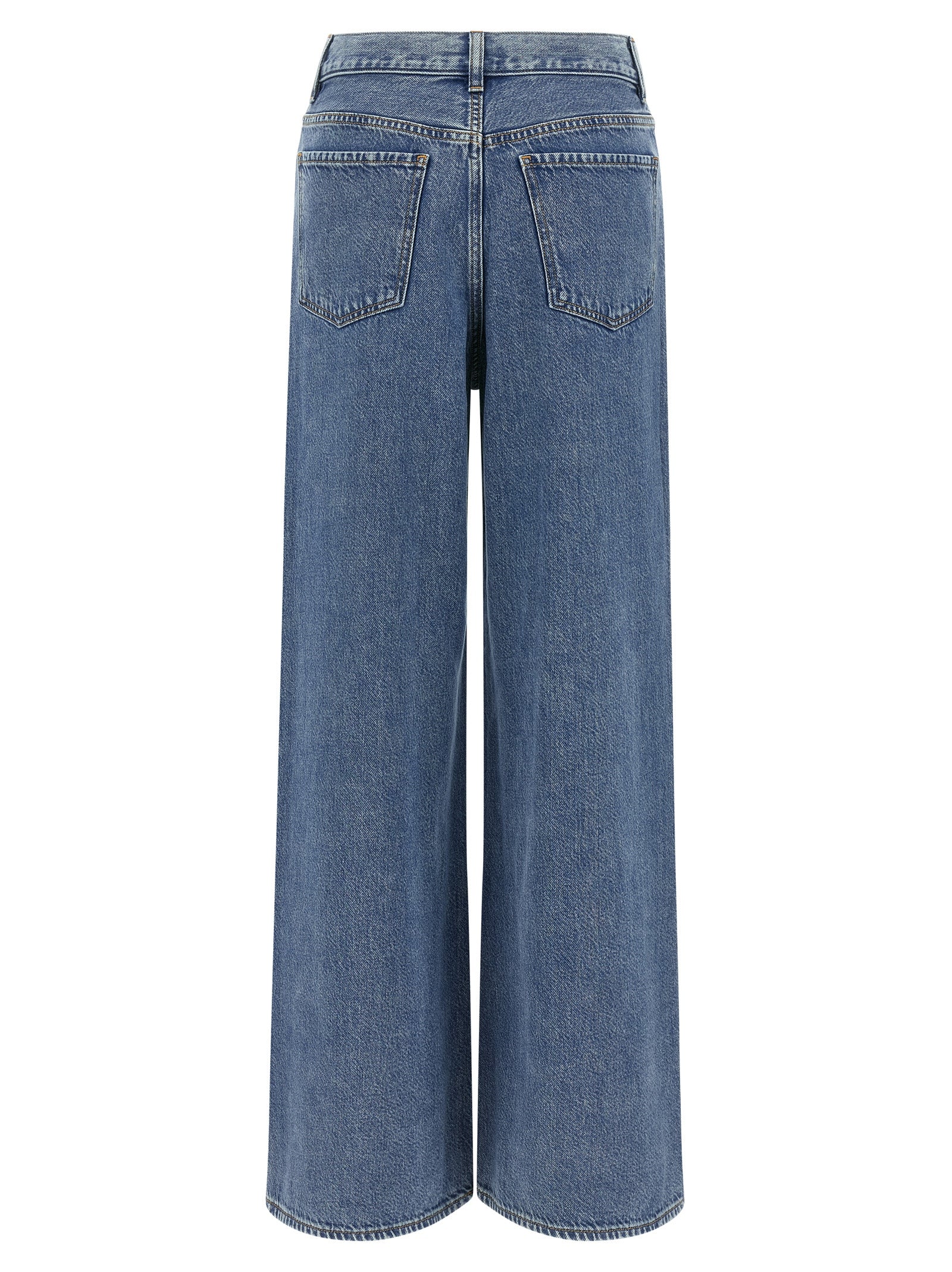 Blue Cotton High-Waisted Jean