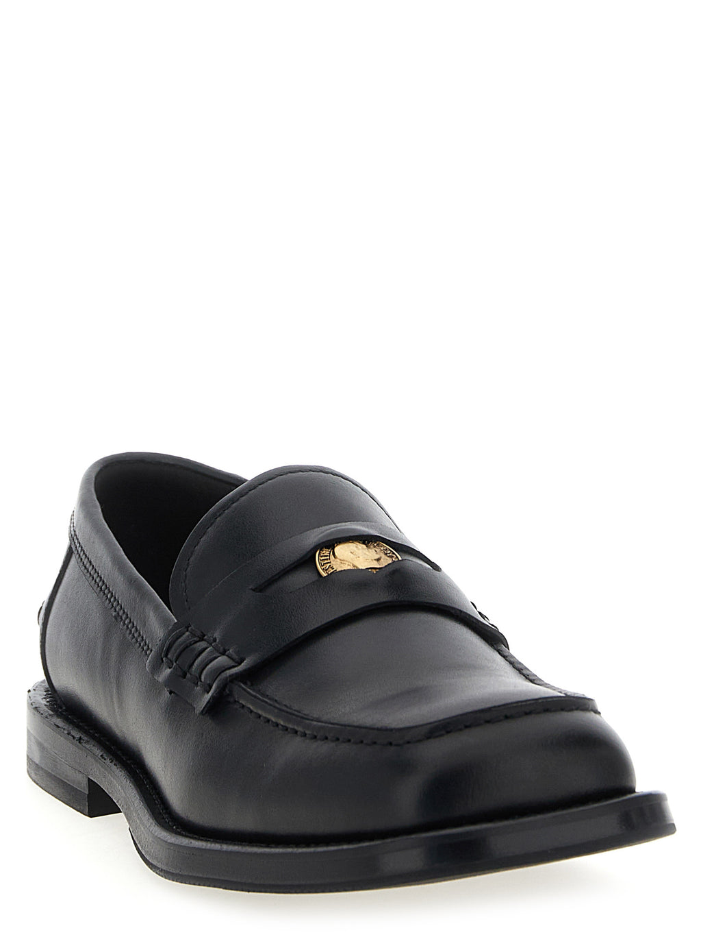 Black Velvet Leather Slip-On Loafers