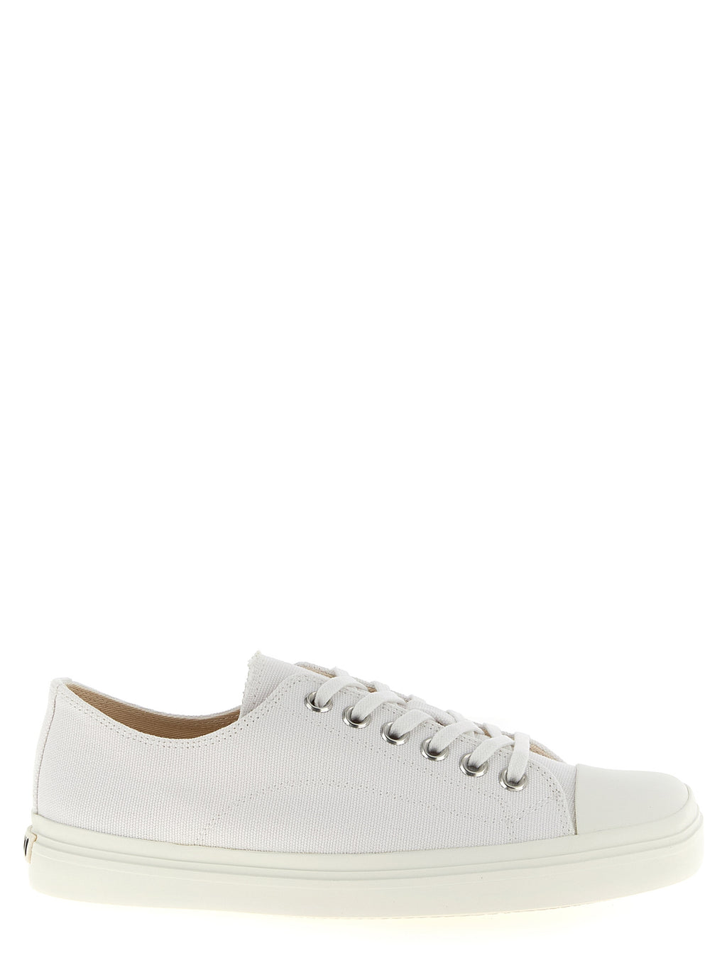 White Cotton Low Top Sneakers