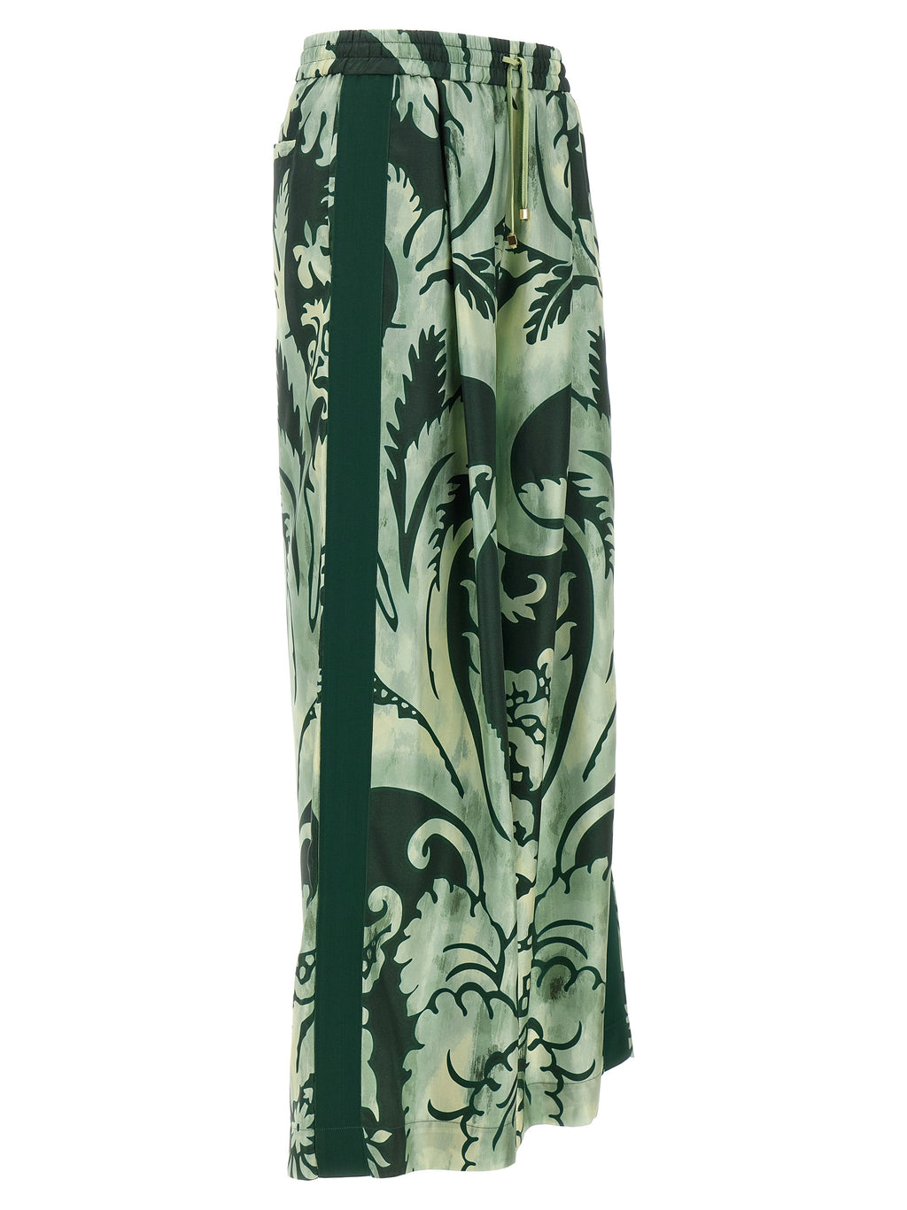Bicolor Silk Casual Pants