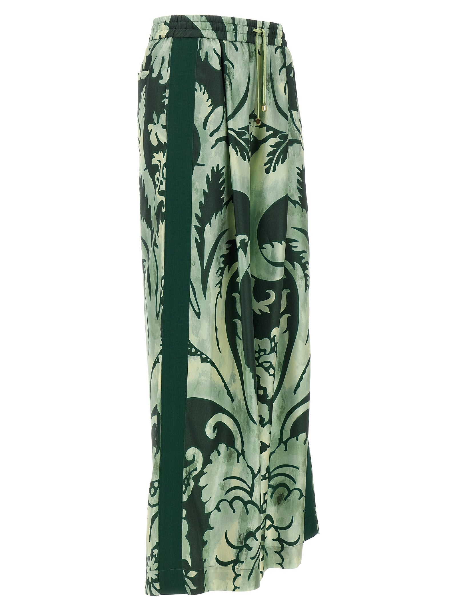 Bicolor Silk Casual Pants