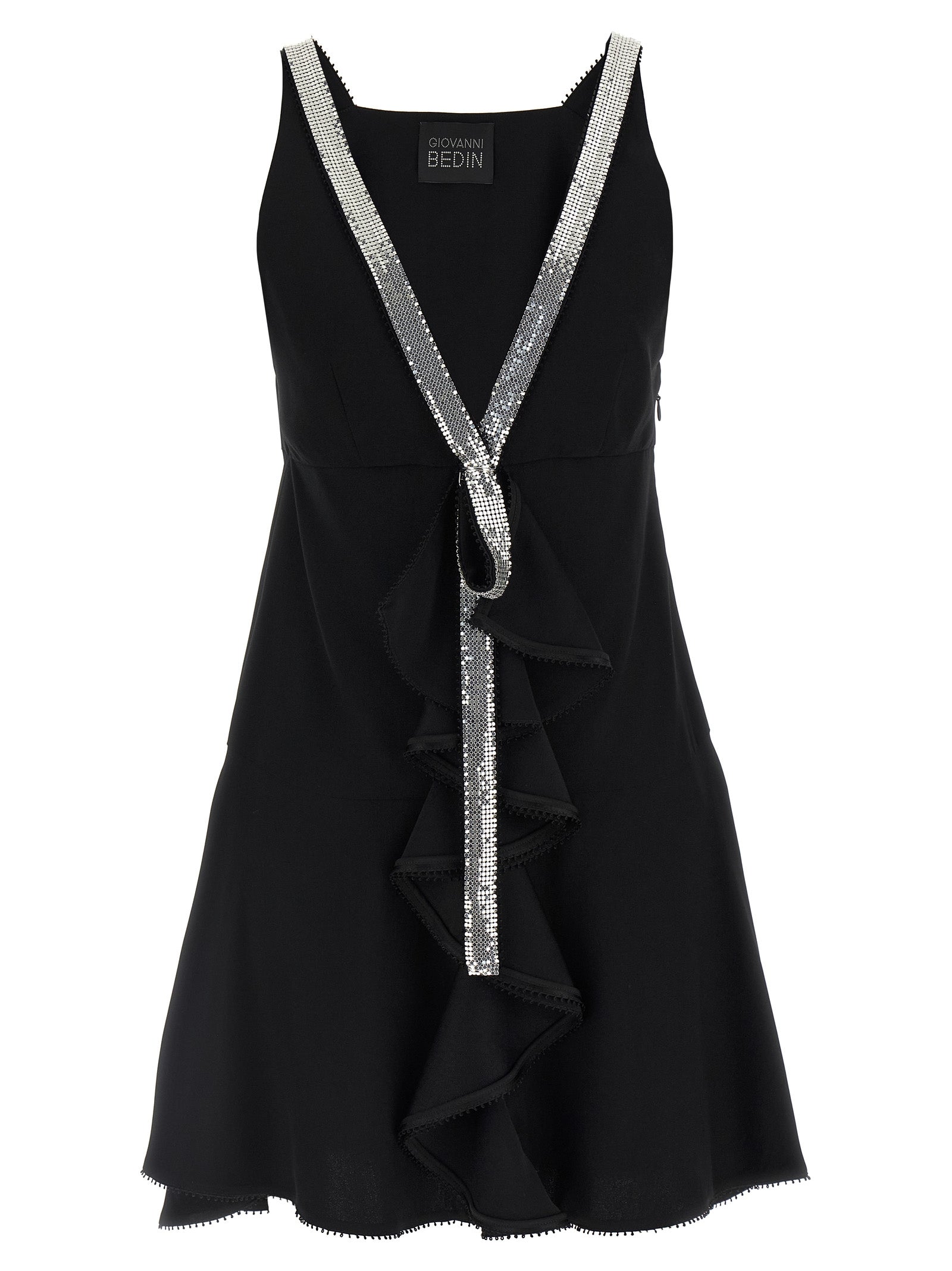 Black Viscose Short Dress