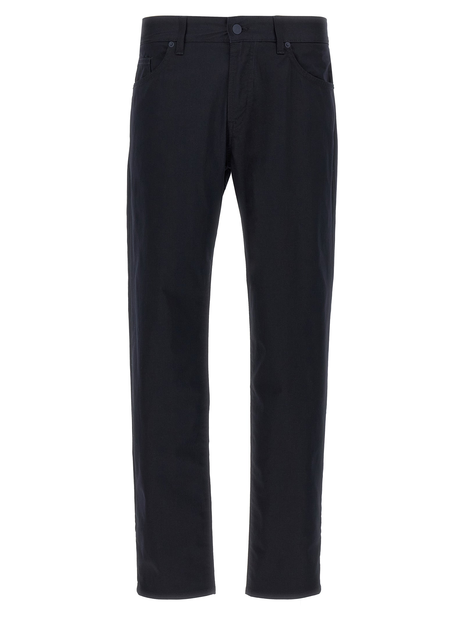 Blue Cotton Casual Pants