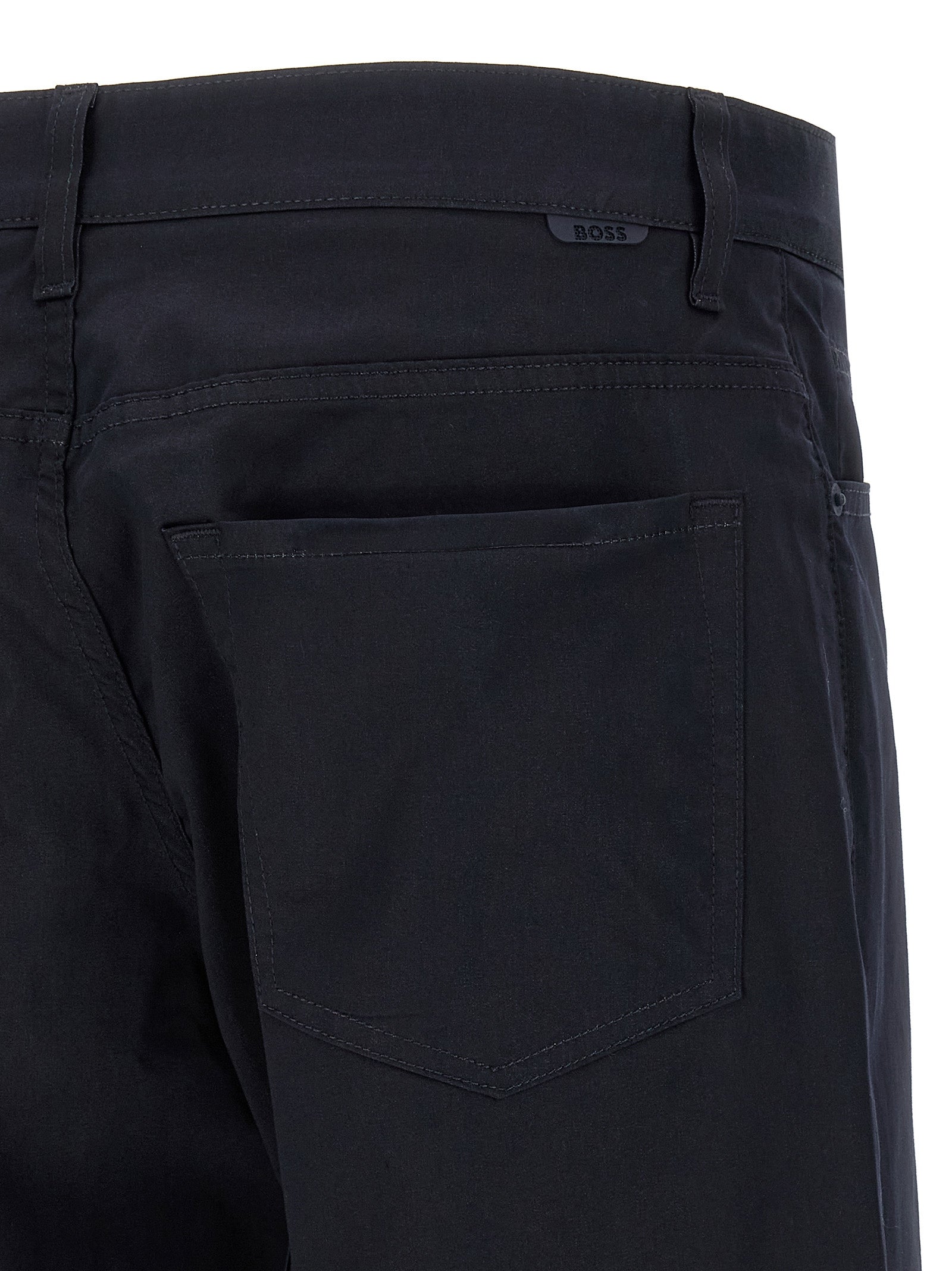 Blue Cotton Casual Pants