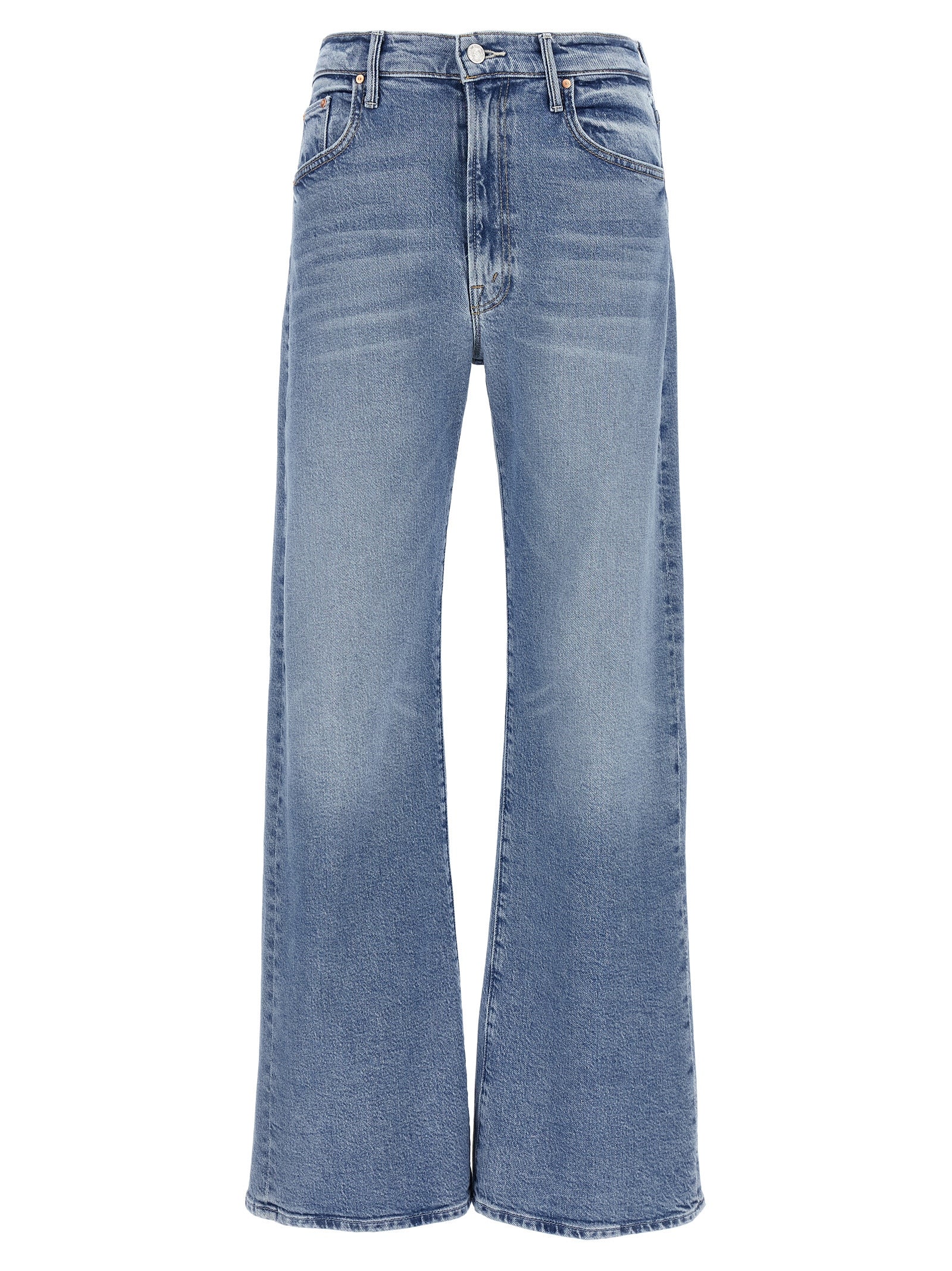 Blue Cotton High-Waisted Jean