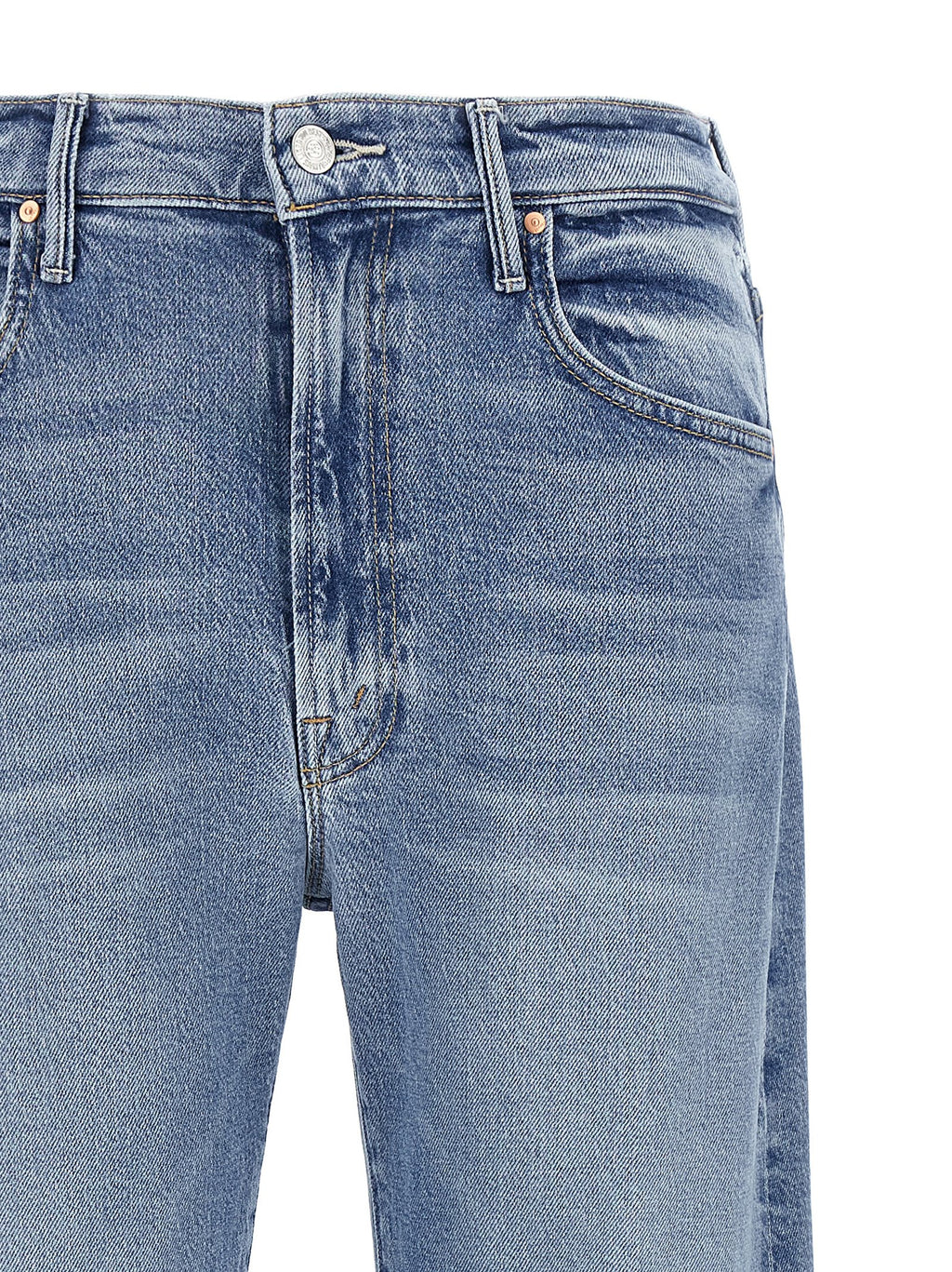 Blue Cotton High-Waisted Jean