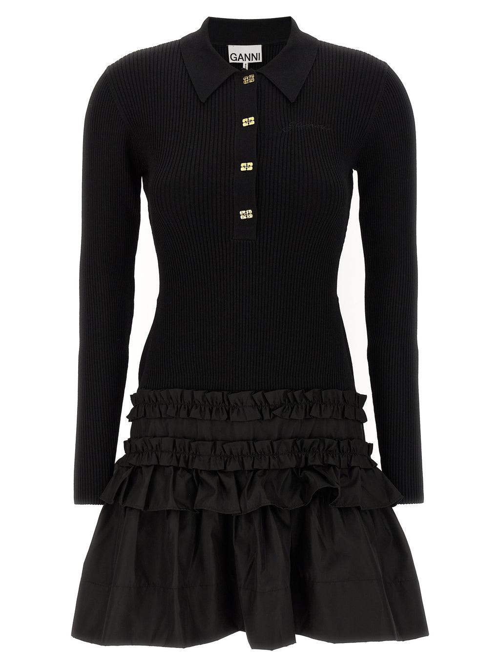 Black Viscose Short Dress