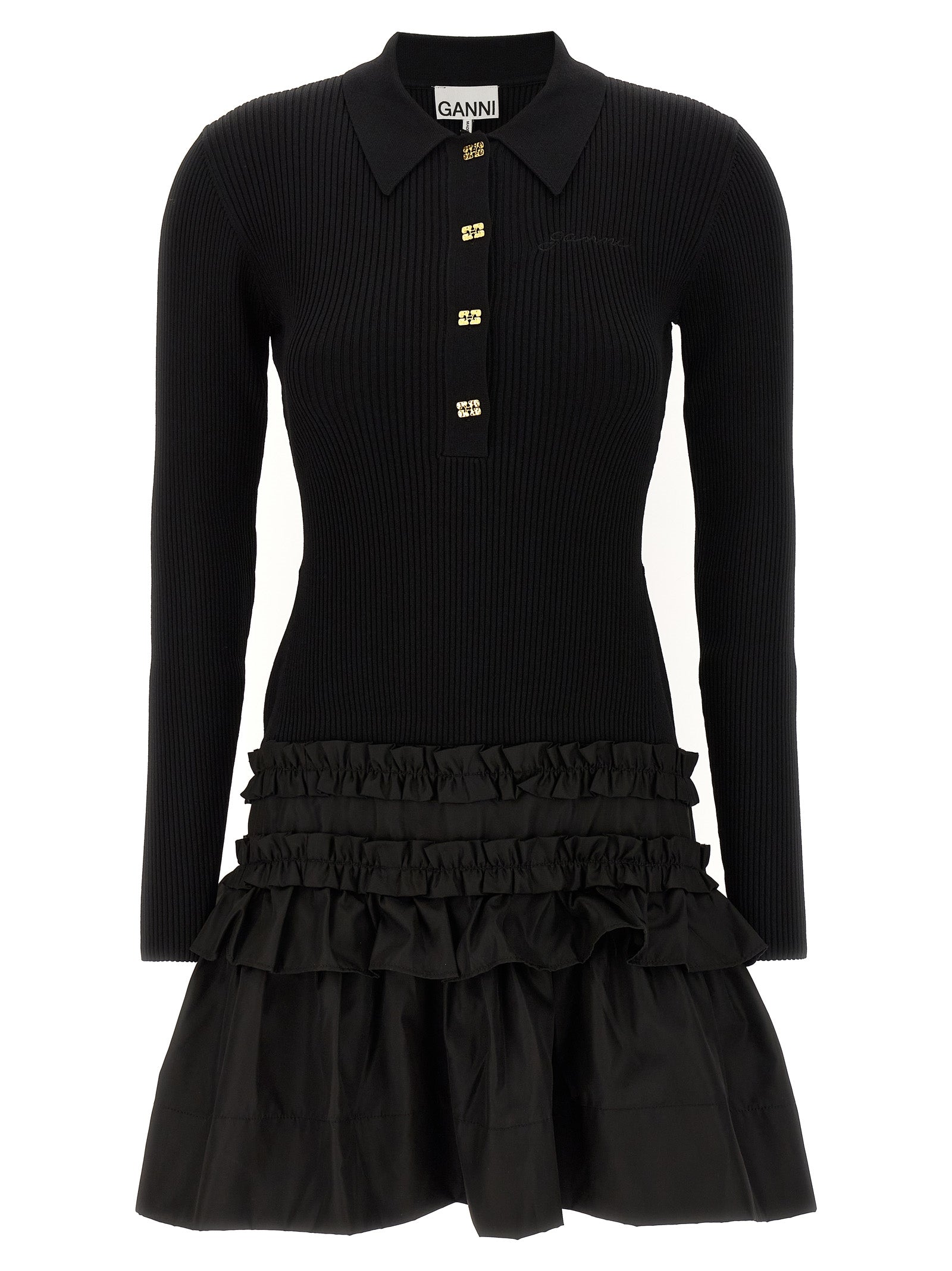 Black Viscose Short Dress
